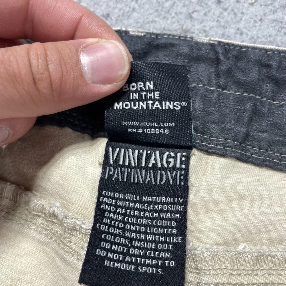 Kuhl Rydr Pants Mens 36x31 Beige Canvas Relaxed Fit Workwear Heavily Distressed
